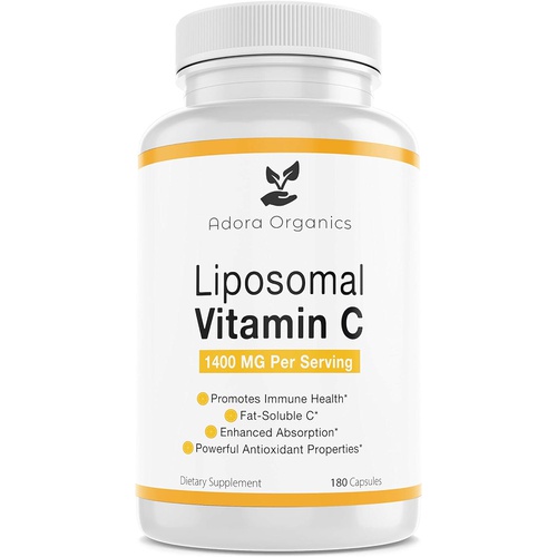  Unico Organics Adora Organics Liposomal Vitamin C, Healthy Immune System, Supports Heart Health, Enhanced Energy Level, Antioxidant Properties, 1400mg Per Servings, 180 Capsules