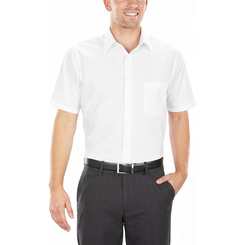  Van Heusen Mens Short Sleeve Dress Shirt Regular Fit Poplin Solid