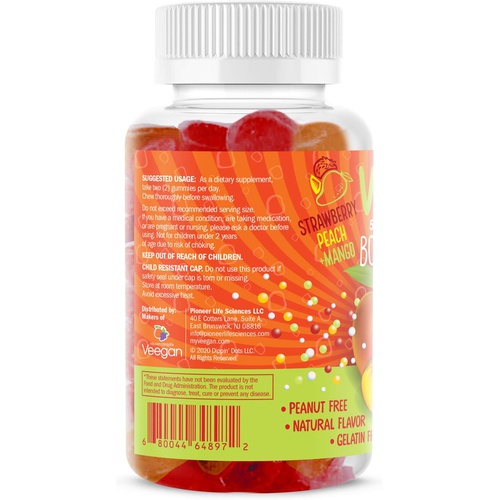  Veegan Dippin Dots - Vitamin D3 Gummies Bone & Immune Support (120 Gummies) 2000 iu of Vitamin D3 per Serving Natural Strawberry, Peach & Mango Fruit Pectin Gummies for Adults Vegan, Non-