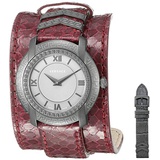 Versace Womens DV-25 Swiss Quartz Stainless Steel and Snake Skin Casual Watch, Color:Red (Model: VAM070016)