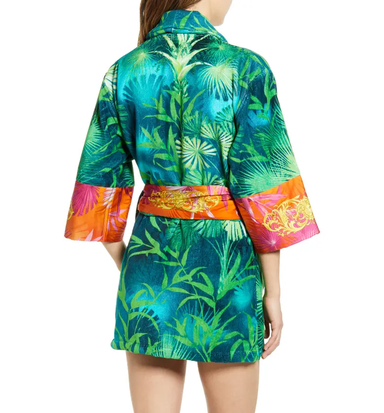 베르사체 Versace Jungle Print Short Robe_GREEN/ PRINT