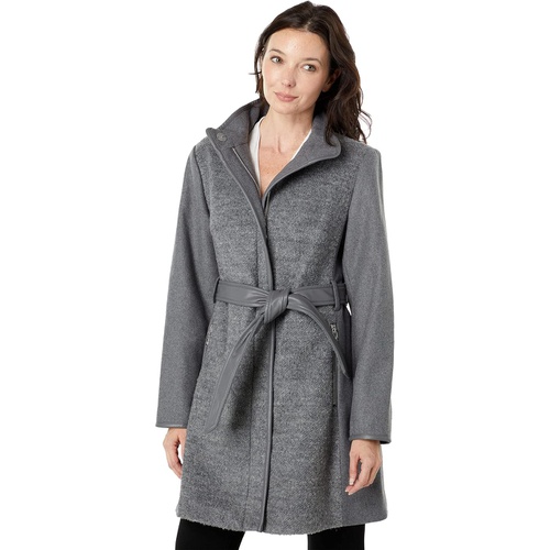  Vince Camuto Belted Wool Coat with High Neck and PU Trim V29777A-ME