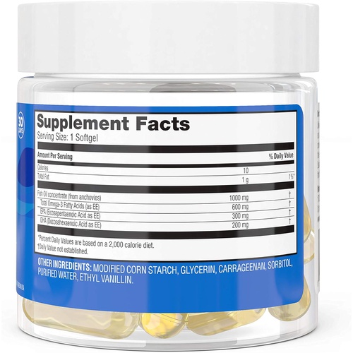  Omega 3 Fish Oil 1000mg Capsules - Heart and Brain Health Supplement with EPA & DHA Fatty Acid VIT Hearts & Minds Burpless Flavored Softgels, Ultra Clear, Non-GMO, Easy to Swallow