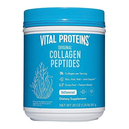  Vital Proteins Collagen Peptides Powder with Hyaluronic Acid and Vitamin C, Unflavored, 20 oz
