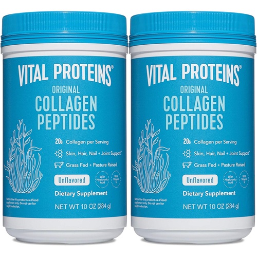  Vital Proteins Collagen Peptides with Hyaluronic Acid and Vitamin C, Shrink-Wrapped 9.33oz Bundle, Hydrolyzed Collagen - 20g per Serving - Unflavored + HAVC 9.33oz Canister Pack of