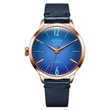 Welder Moody Blue Leather 3 Hand Rose Gold-Tone Watch with Date 38mm