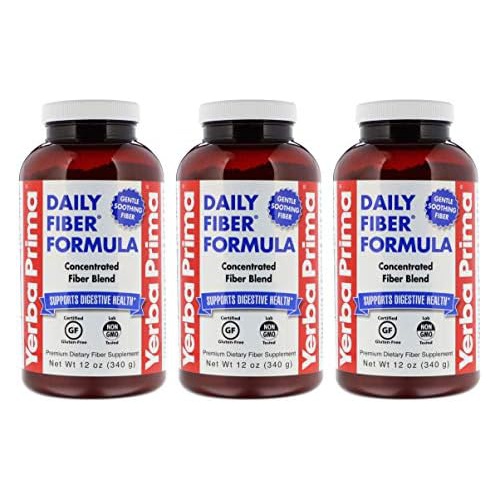  Yerba Prima Daily Fiber Formula Powder - 12 oz (Pack of 3) - Soluble & Insoluble Dietary Fiber Supplement - Colon Cleanse - Vegan, Non-GMO, Gluten-Free