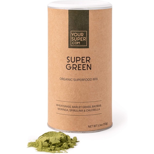  Your Super - Super Green Organic Juice Powder with Spirulina, Wheatgrass, Chlorella, Barley Grass, Baobab and Moringa - Immune Support, Greens Blend, Gluten Free, Plant Based Super