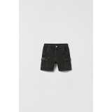 Zara EMBROIDERED DENIM CARGO SHORTS