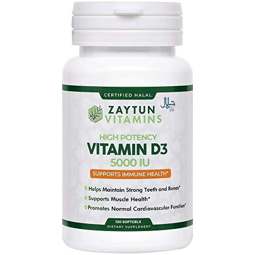  Zaytun Vitamins Halal Vitamin D3 5000 IU, 180 Mini Softgels, Supports Bones, Healthy Muscle Function & Immune, Premium Vitamin D from Safflower Oil, Non-GMO, Gluten-Free, Made in U