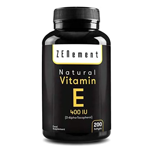  Zenement Natural Vitamin E - 400 IU, (D-Alpha-Tocopherol), 200 Softgels Antioxidant and Anti-Aging Non-GMO