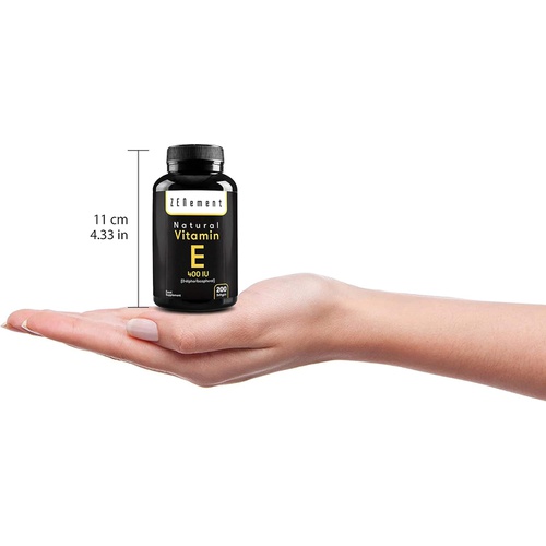  Zenement Natural Vitamin E - 400 IU, (D-Alpha-Tocopherol), 200 Softgels Antioxidant and Anti-Aging Non-GMO