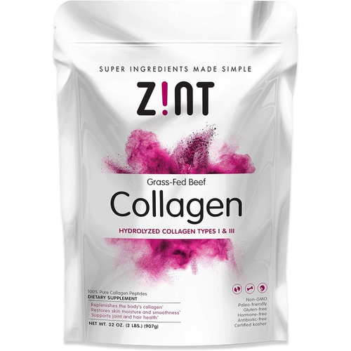  Zint Collagen Powder (32 oz): Paleo-Friendly, Keto-Certified, Grass-Fed Hydrolyzed Collagen Peptides Powder Supplement - Unflavored, Non GMO