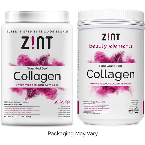  Zint Collagen Peptides Powder (32 oz): Paleo & Keto Certified - Granulated Collagen Hydrolysate Types I & III for Enhanced Absorption - Enzymatically Hydrolyzed Protein for Women &