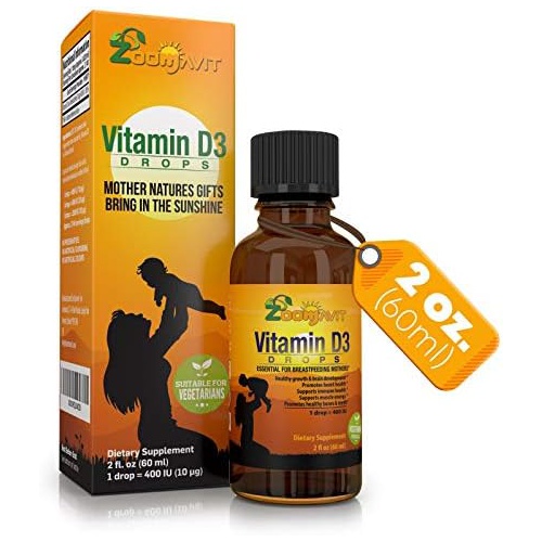  Zoomavit Vitamin D Drops for Infants - Baby Vitamin D Drops 1000 IU 2Fl Oz - Liquid Vitamin D3 Organic with Max Absorption Formula for Newborn, Toddlers, Kids and Adults