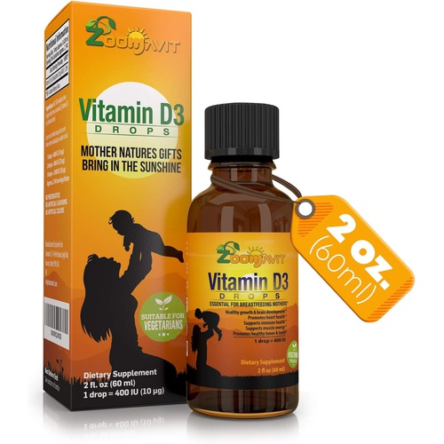  Zoomavit Vitamin D Drops for Infants - Baby Vitamin D Drops 1000 IU 2Fl Oz - Liquid Vitamin D3 Organic with Max Absorption Formula for Newborn, Toddlers, Kids and Adults