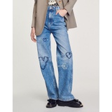 Sandro Straight-leg jeans with heart embroidery